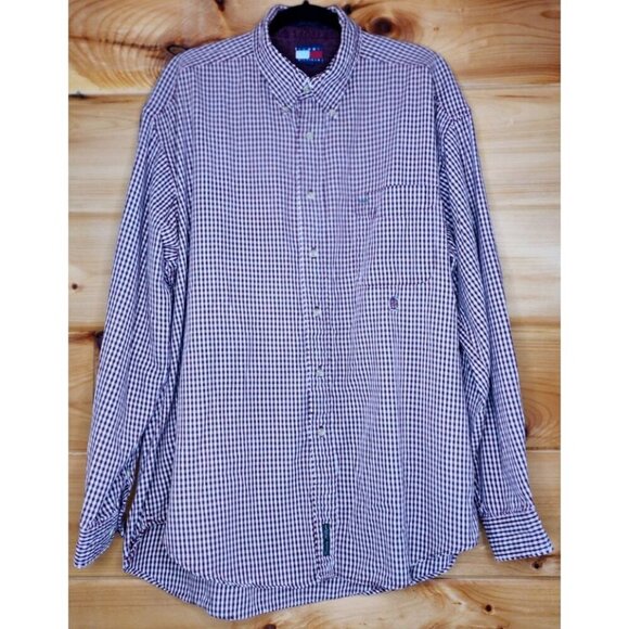 Tommy Hilfiger Dress Shirt Men's X Large Long Sleeve White Red Check - Picture 4 of 16